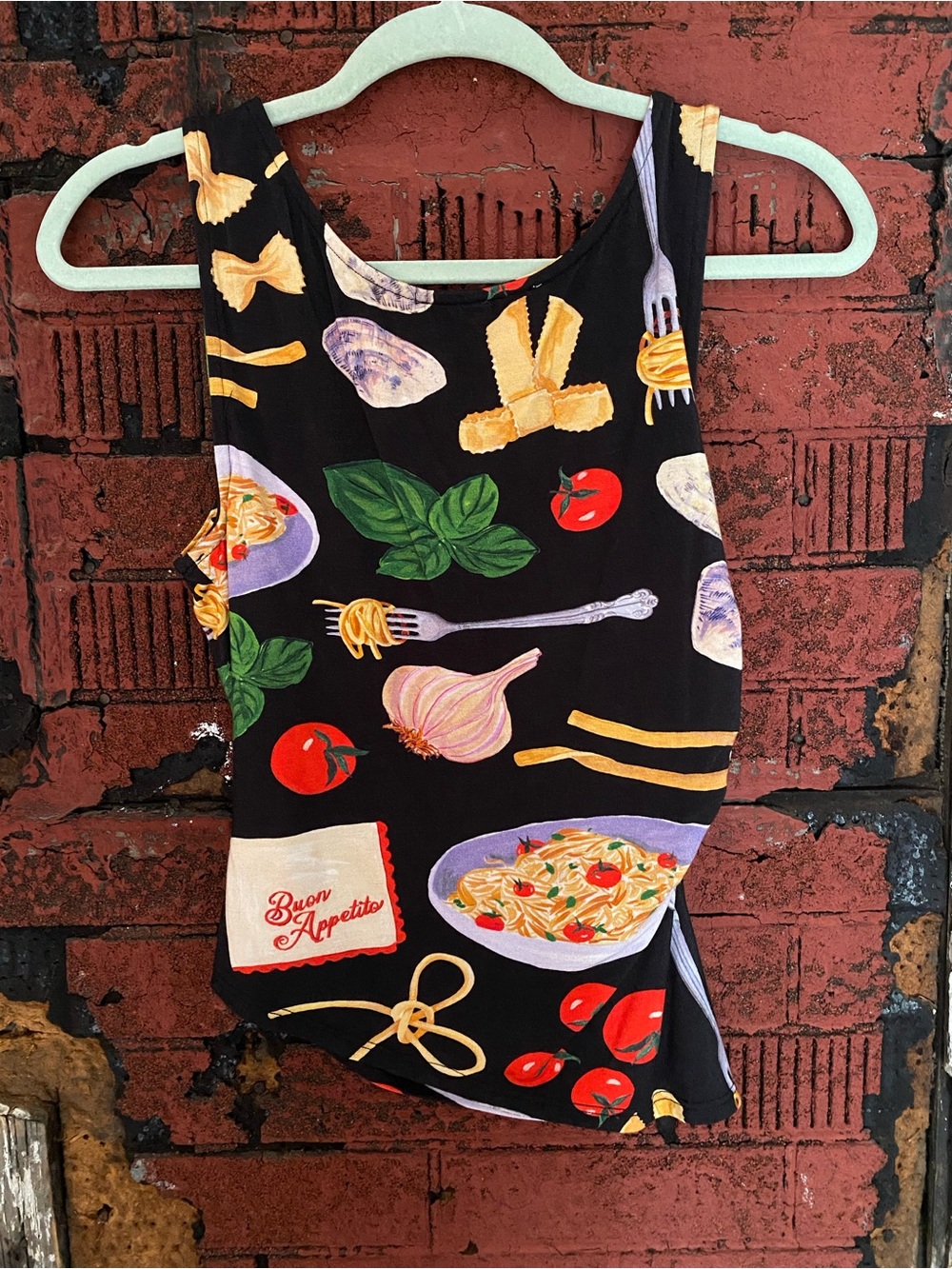 Lisa Says Gah Women’s Black Tank and Skort ~ Buon Appetito Print, Size Small - Picture 3 of 15